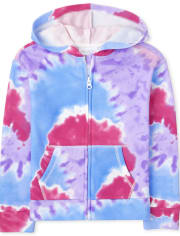 Sweat à capuche zippé en molleton pour fille