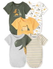 Lot de 5 bodys dinosaures pour bébé garçon