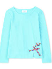Haut pull léger à lacets arc-en-ciel pour fille