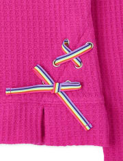 Haut pull léger à lacets arc-en-ciel pour fille