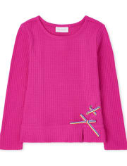 Haut pull léger à lacets arc-en-ciel pour fille
