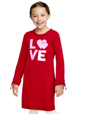 Girls Flip Sequin Love Sweater Dress