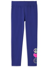 Girls Peace Graphic Knit Leggings - PURPLE | The Children's