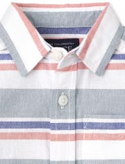 Camisa Oxford a rayas con botones para bebés y niños pequeños