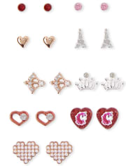 Girls Heart Earrings 9-Pack
