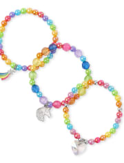 Girls Rainbow Beaded Bracelet 3-Pack