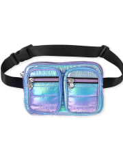 Girls Holographic Double Pocket Fanny Pack