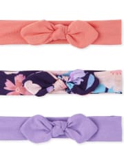 Paquete de 3 diademas con lazo floral para bebé niña