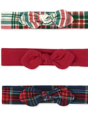 Baby Girls Plaid Bow Headwrap 3-Pack