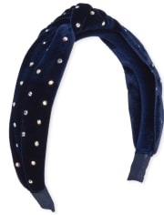 Girls Jeweled Velvet Knot Headband