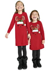 Baby And Toddler Girls Christmas Reindeer Sweater Dress