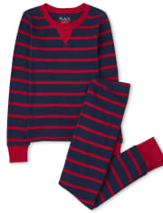 Unisex Kids Striped Snug Fit Cotton Pajamas