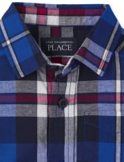 Baby And Toddler Boys Plaid Poplin Button Up Shirt