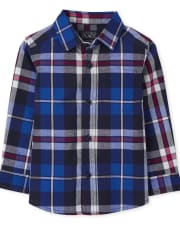 Baby And Toddler Boys Plaid Poplin Button Up Shirt
