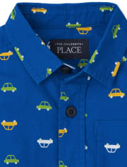 Baby And Toddler Boys Car Poplin Button Up Shirt