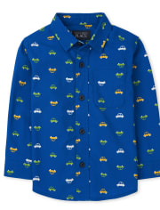 Baby And Toddler Boys Car Poplin Button Up Shirt