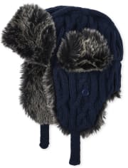 Boys Cable Knit Trapper Hat