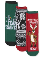 Boys Reindeer Crew Socks 3-Pack