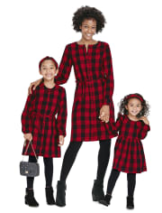 Toddler Girls Matching Family Buffalo Plaid Shirt Dress