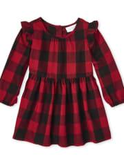 Toddler Girls Matching Family Buffalo Plaid Shirt Dress