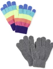 Girls Rainbow Striped Texting Gloves 2-Pack