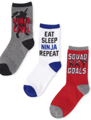 Boys Ninja Crew Socks 6-Pack