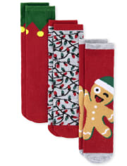 Toddler Boys Christmas Crew Socks 3-Pack