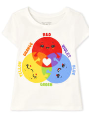 Camiseta con gráfico de colores para niñas pequeñas