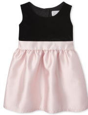 Baby And Toddler Girls Velour Knit To Woven Dress