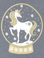 Girls Unicorn Snow Globe Graphic Tee