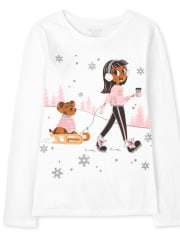 Camiseta estampada Winter Girl para niñas