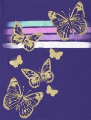 Camiseta con gráfico de mariposa para niñas