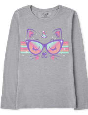 Girls Cat Graphic Tee