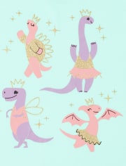 Camiseta con estampado de ballet Dino para bebés y niñas pequeñas