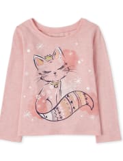Camiseta con estampado de gatos para bebés y niñas pequeñas