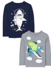 Lot de 2 t-shirts à imprimé animal pour tout-petits garçons