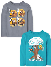 Lot de 2 t-shirts graphiques éducatifs pour tout-petits garçons
