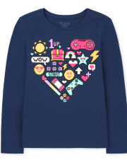 Camiseta con gráfico de corazón Emoji para niñas