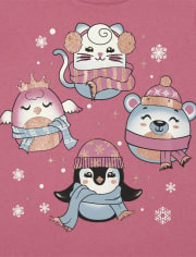 Girls Winter Animals Graphic Tee