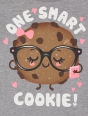 Camiseta con estampado de galletas inteligentes para bebés y niñas pequeñas