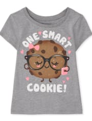 Camiseta con estampado de galletas inteligentes para bebés y niñas pequeñas