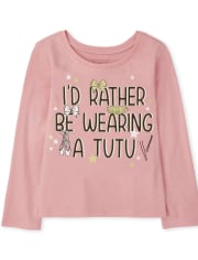 Camiseta con estampado de tutú para bebés y niñas pequeñas