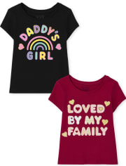 Baby And Toddler Girls Family Tee 2-Pack