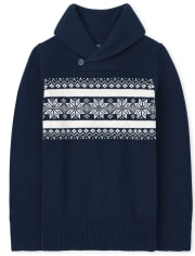 Boys Fairisle Shawl Neck Sweater