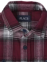 Boys Plaid Flannel Button Up Shirt