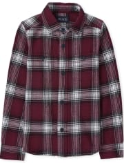 Boys Plaid Flannel Button Up Shirt