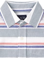 Boys Striped Oxford Button Up Shirt