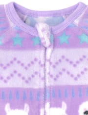 Pijama de una pieza de forro polar de llama Fairisle para bebés y niñas pequeñas