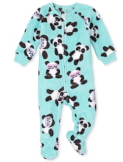 NWT The Childrens Place Panda Fox Girls Footed Fleece Blanket Sleeper Pajamas
