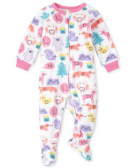 Pijama de una pieza de forro polar animal para bebés y niñas pequeñas